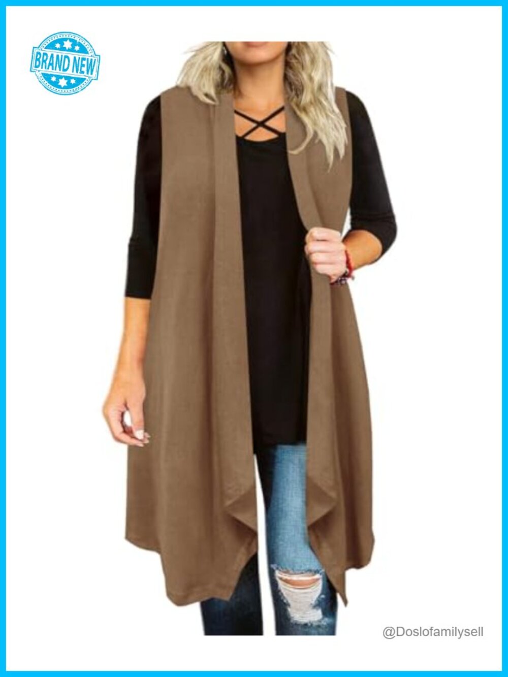 Plus Size Open Front Cardigan Lightweight Loose Fit Sleeveless